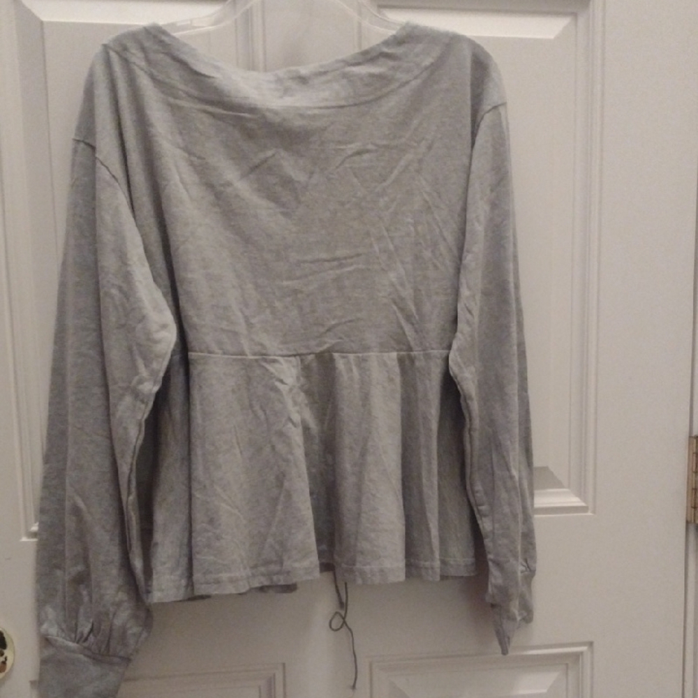 Gray Long Sleeve Peplum Top